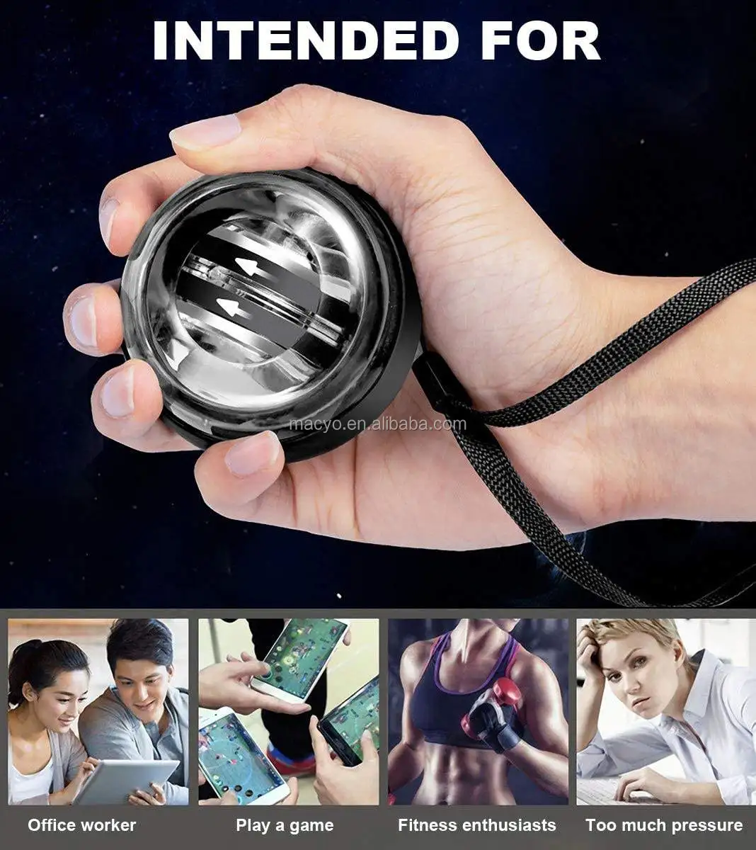 220LBS Metal LED Gyroscope Autostart Range Gyro Power Wrist Ball Arm Hand Muscle Force Trainer Fitness Equipment