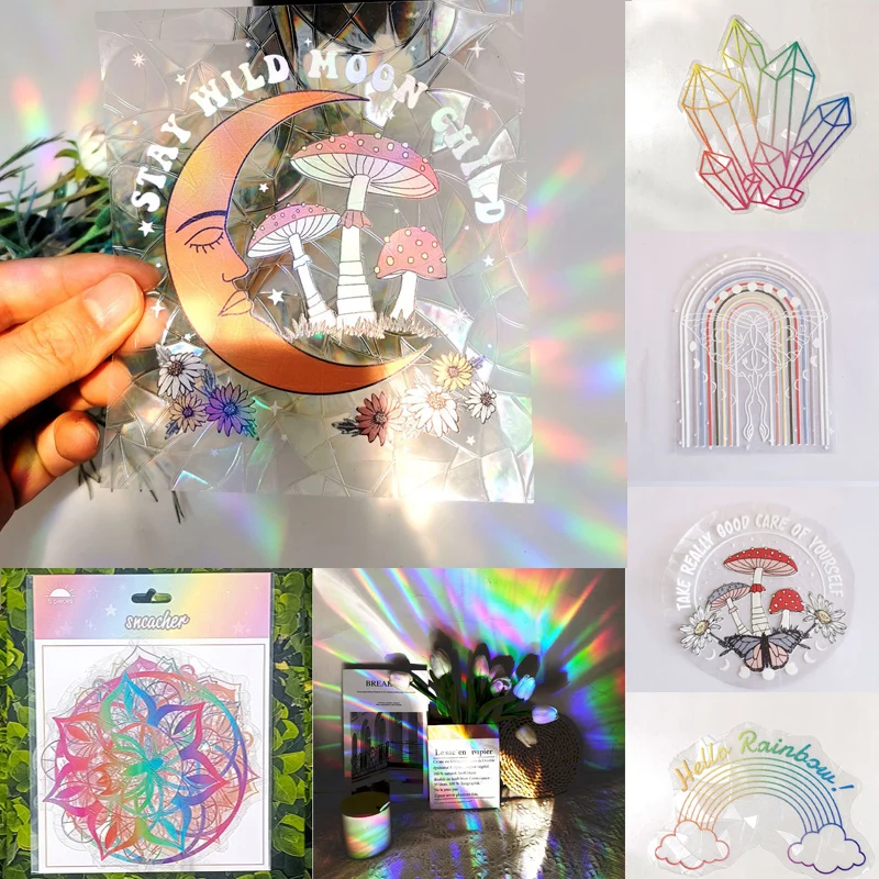 Custom Printing Rainbow Maker Sticker for Birds Anti Collision Sun Catcher Window Decals Suncatcher Sticker