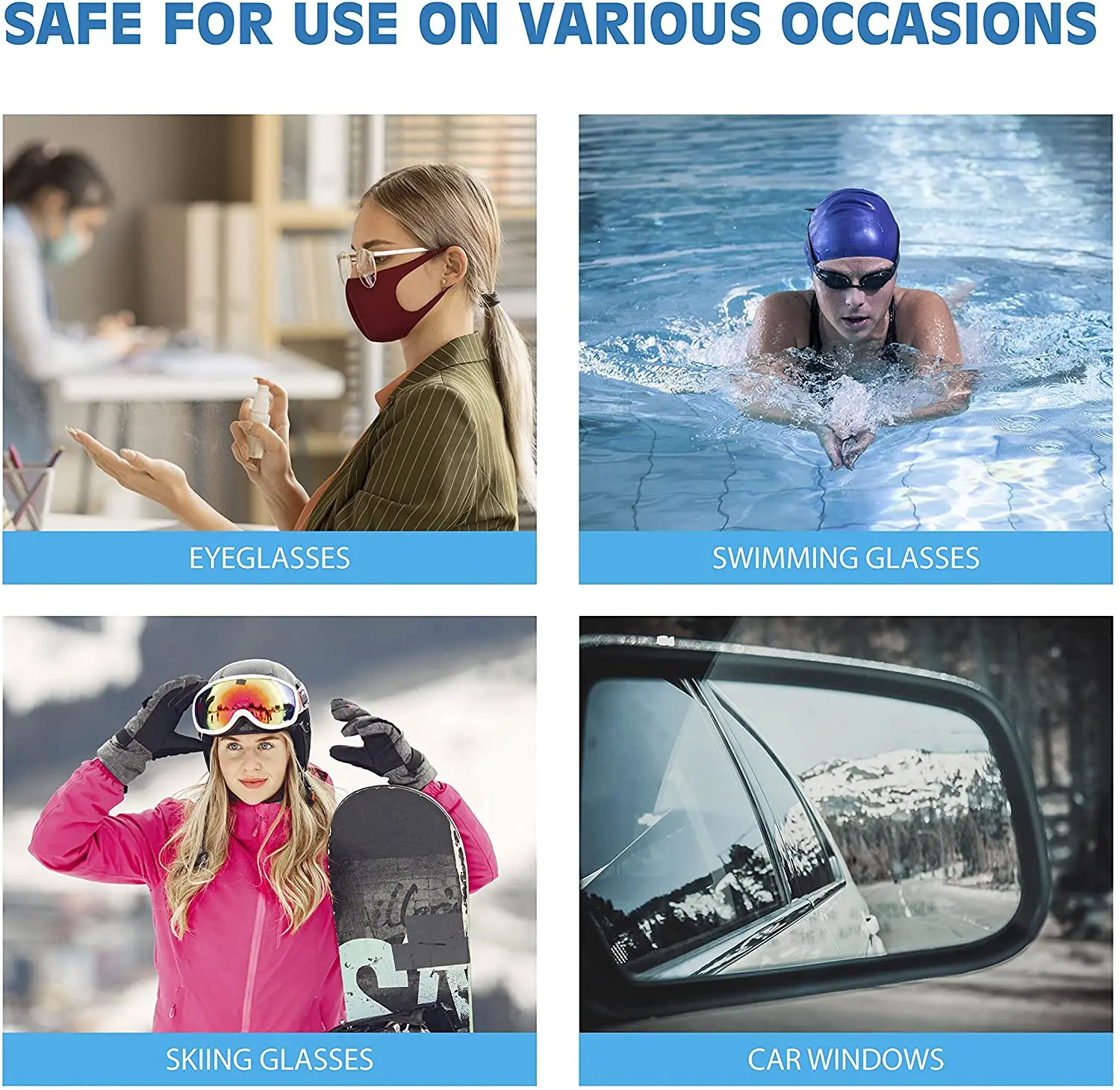 2*60ML Glasses Anti Fog Spray For Goggles Car Anti-fog Spray Lens Cleaner Antifog Eyeglass Cleaner