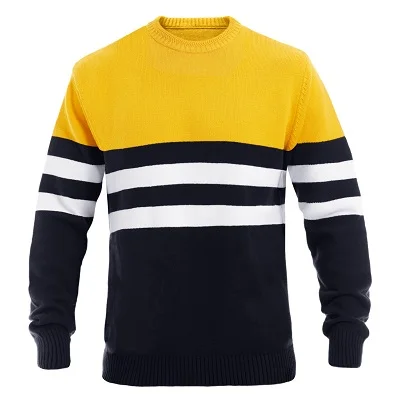 Spring O-Neck Sweaters Men Boys Autumn Knitted Striped Fashion Sweater Slim Fit Coats Pullovers Knitwear Sweaters