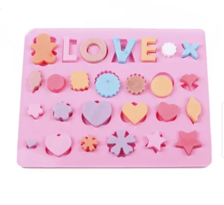 26 cavity Love letter Silicone Chocolate molds Heat Resistant Food grade Silicone Cake mould 3d for molding makers