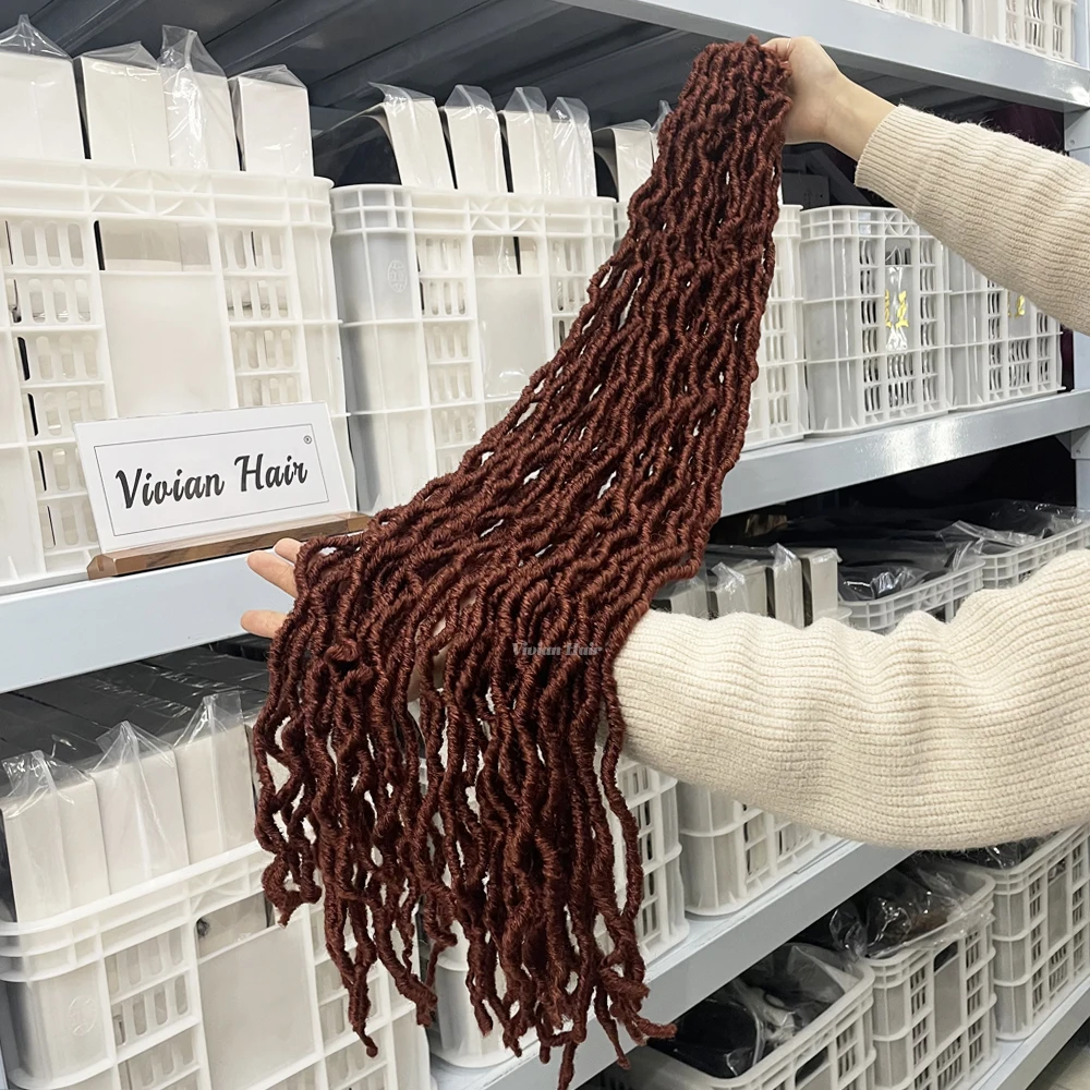 Customized Nu soft locs 18 Inch Ombre Faux Locs goddess Locs Wavy dread locks 36inch Crochet Hair synthetic extensions vendors