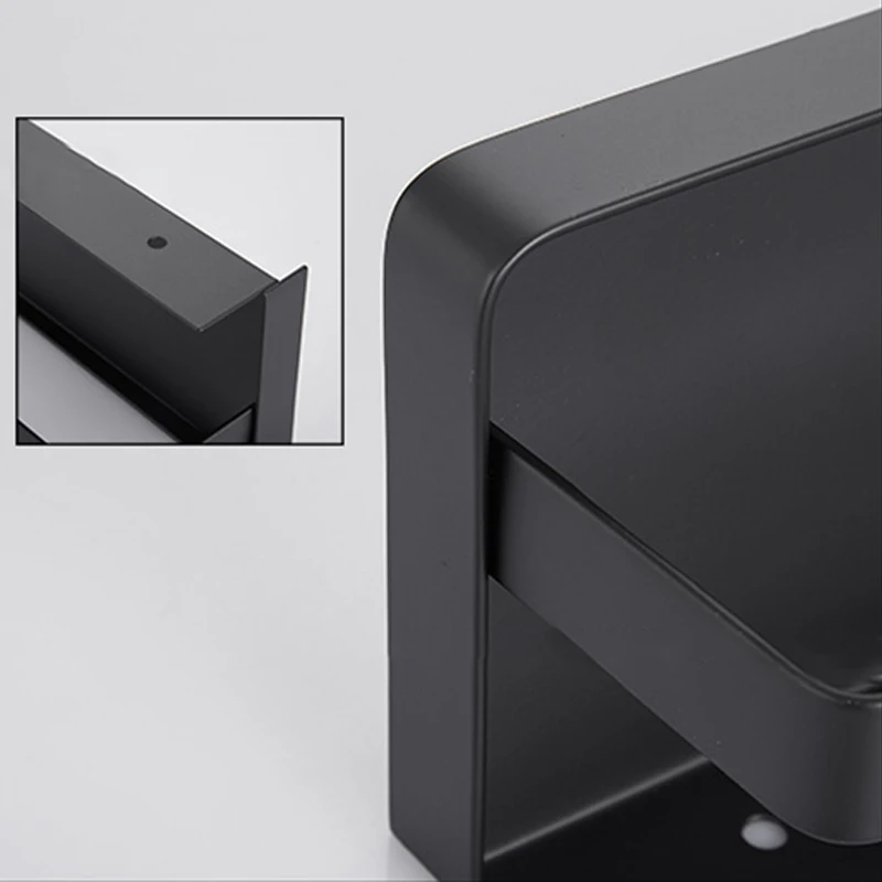 Toilet Tissue Paper Holder with Mobile Phone Storage Shelf Black SUS304 Stainless Steel Screw Wall Mounted Shelf