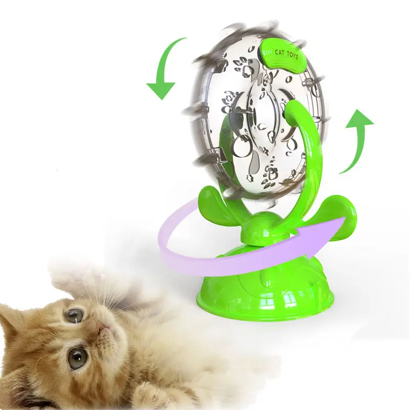 Hot Sale Ferris Wheel Pet Leaking Toys Interactive Windmill Turntable Cat Food Dispenser Pet Slow Feeder Toy