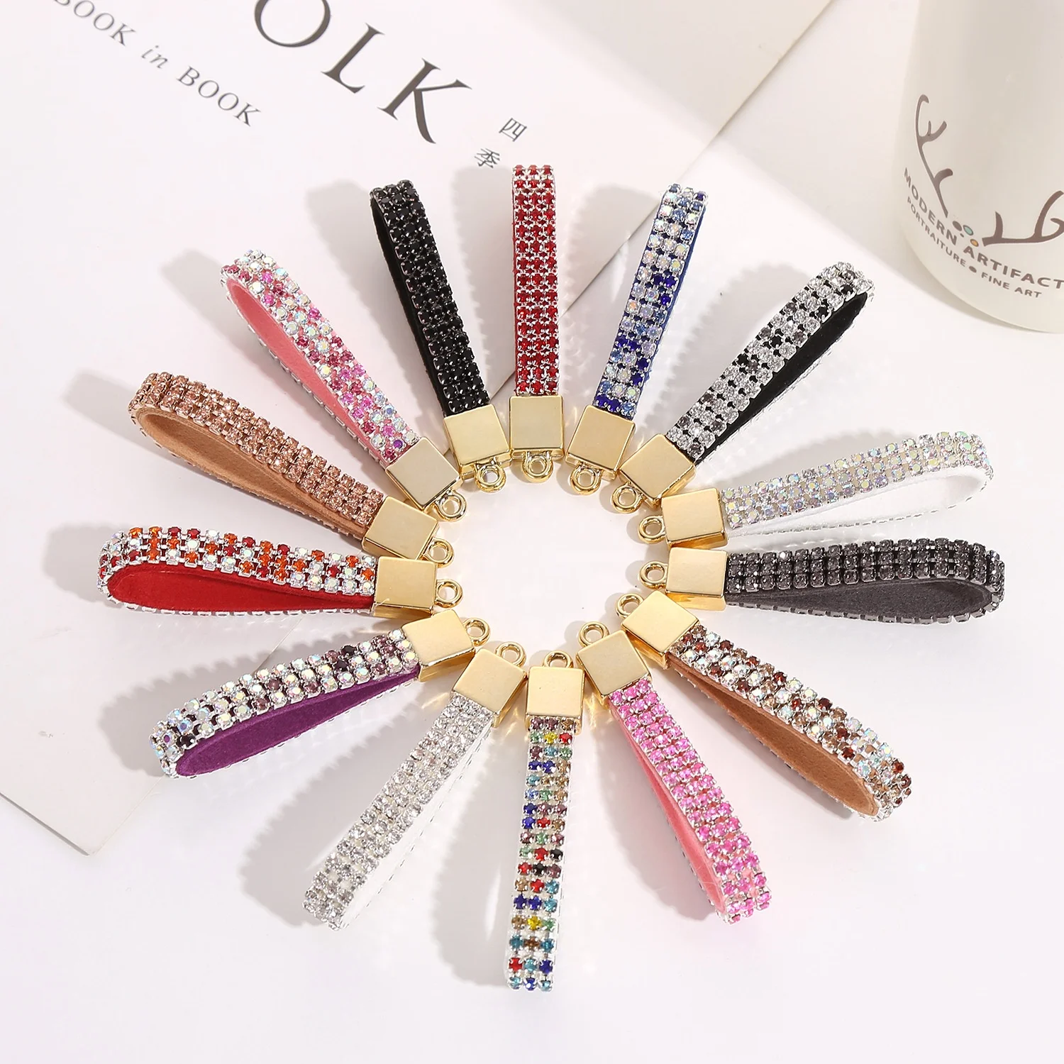 New Design DIY Keychain Small Portable Water Crystal  Keyrope Color Full Diamond Keychain Accessories