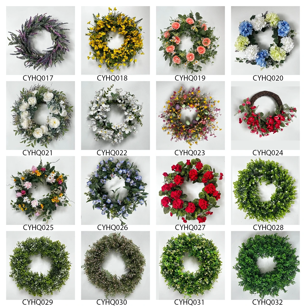 22 INCH Artificial eucalyptus white peony wreaths spring wholesale  sales plastic leaves wreath