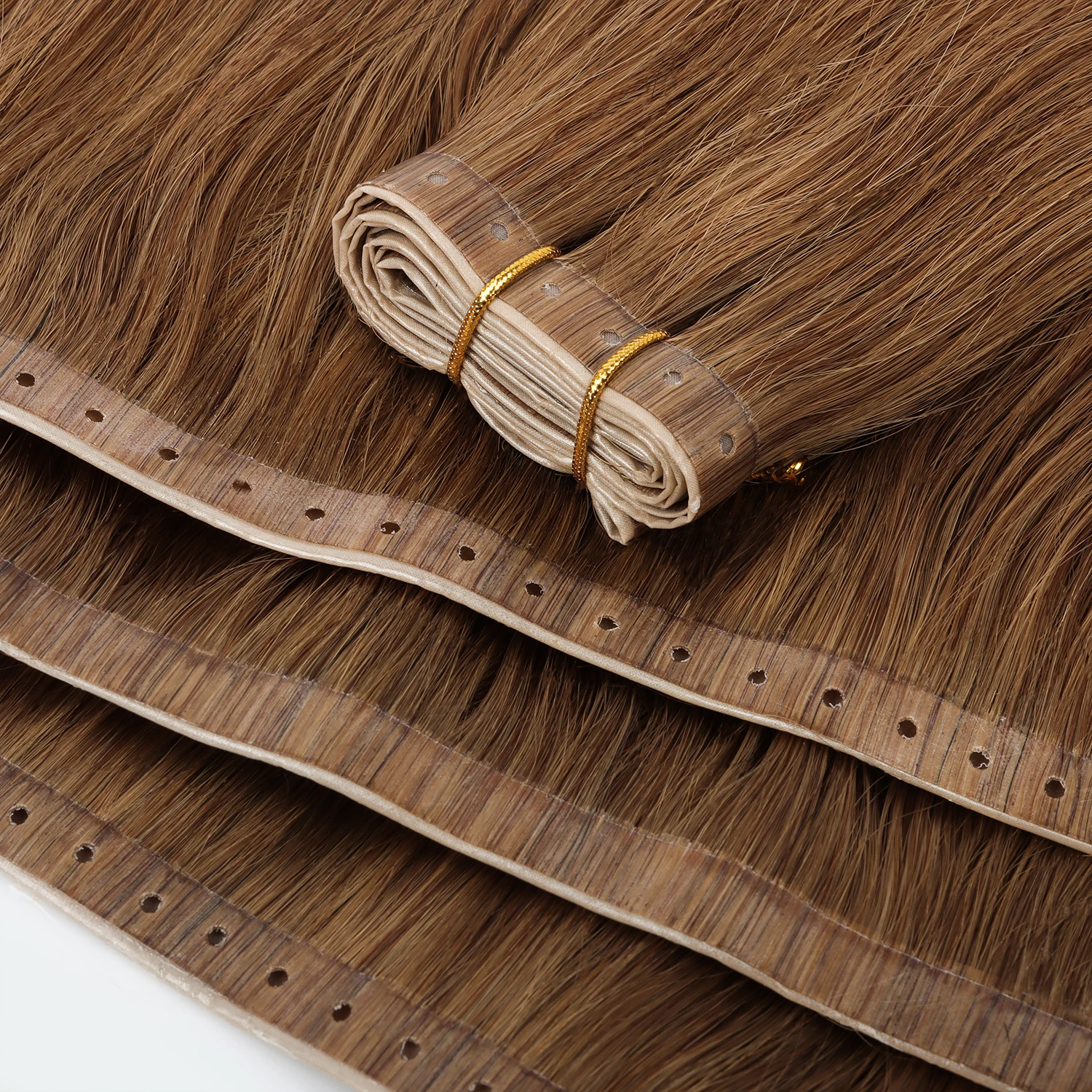 Wholesale Cuticle Aligned Hole PU Weft Double Drawn Russian Virgin Human Hair Butterfly Weft Hair Extensions