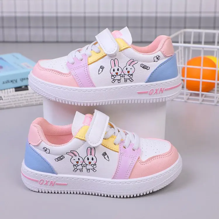 2024 new design kids china shoes Casual New Girl Cartoon Cute Single Shoes School Little White Shoes for Girls