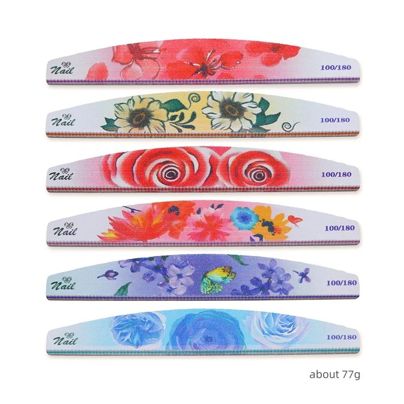 Professional Nail Files 80 100 150 180 Griting Strong Sandpaper Emery Doub-Sided Nails Buffer Block File Art Logo Nail File
