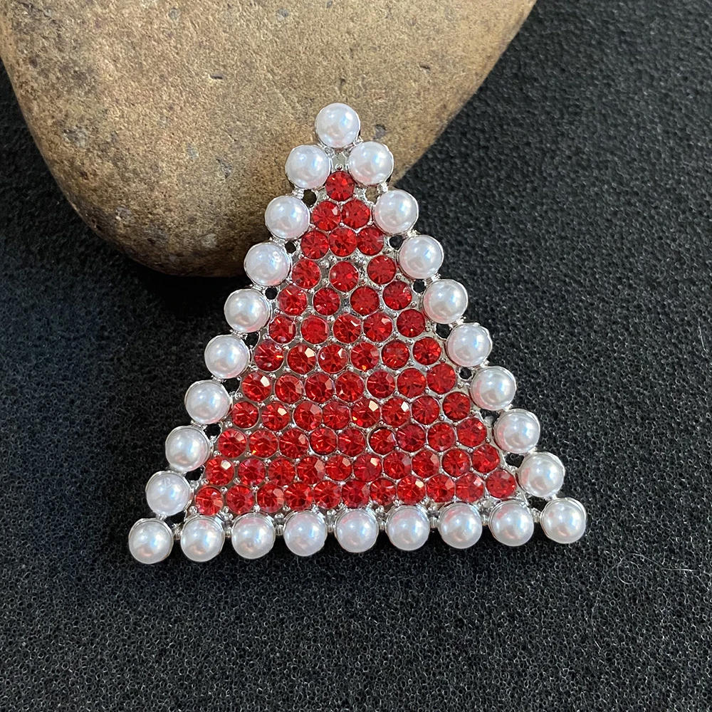 Red Diamonds And White Pearls Brooch High Quality Sari Greek Sorority Delta Society Custom Diamond Brooch