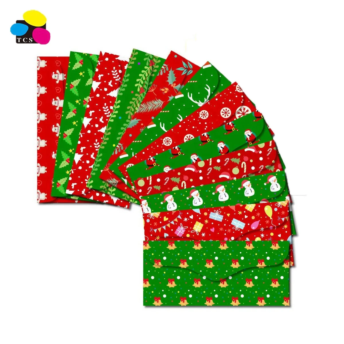 Bulk sale Coated Paper Christmas Pattern  Red And Green Portable Size Money Cash Envelope Wallet