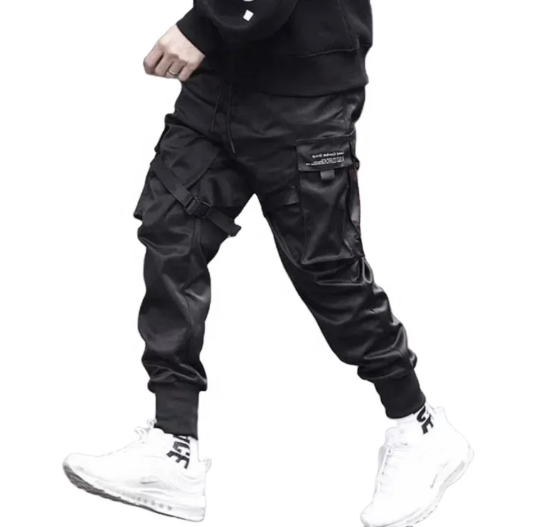 Wholesale Mens Long Cargo Cotton Blank Pants Joggers With Big Pockets