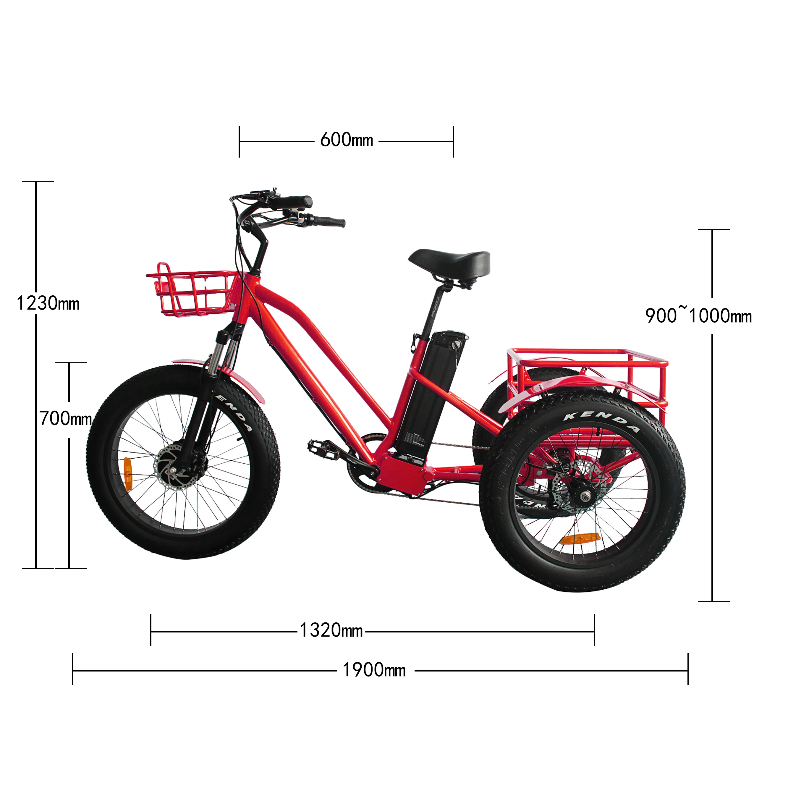 2022 Популярные 3 колеса мощный Электрический трехколесный велосипед для