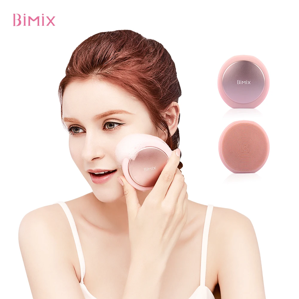 BIMIX Facial Cleansing Instrument Face Washing Brush Ultrasonic Vibration Massage Facial Pore Cleaner silicone Beauty Tool