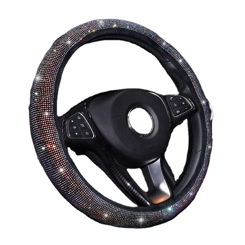 
Bling colorful full diamond car steering wheel Cover Ordinary crystal flash hot drill non-slip steering wheel cover 