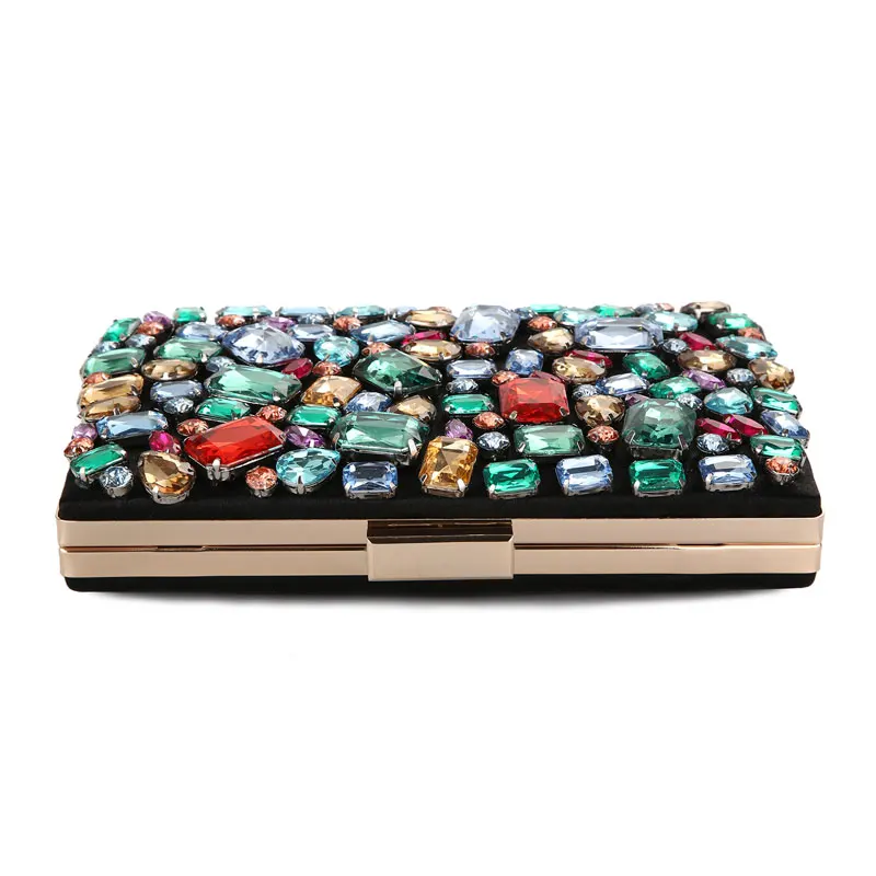 Вечерние сумки с бриллиантами, черный женский кошелек с бисером и драгоценным камнем, Свадебный Кошелек для женщин, сумки на плечо с двумя цепочками