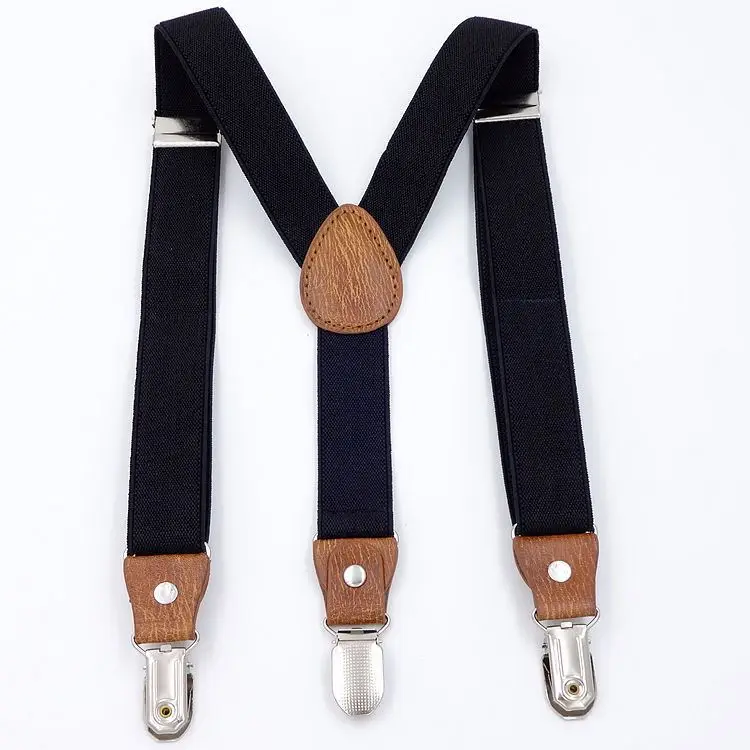 Unisex Children Suspenders 3 Clips 2.5cm wide Clip Straps Adjustable Elastic Back