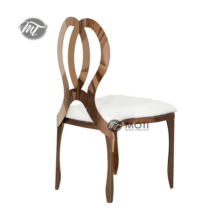 Luxury design furniture rose gold stainless steel banquet chair for wedding dining