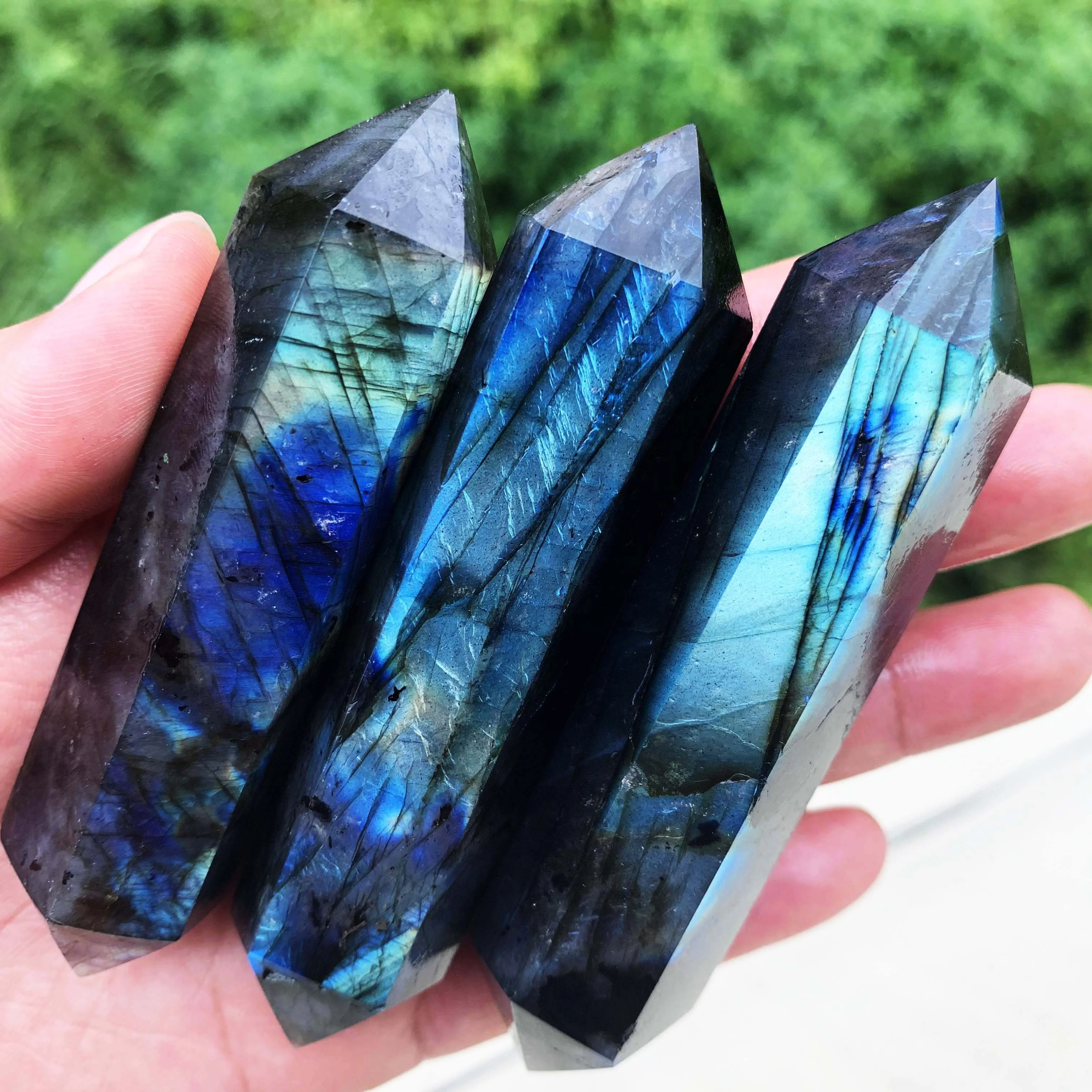 Natural Quartz Labradorite Double Obelisk Labradorite tower Healing Crystal Points for fengshui