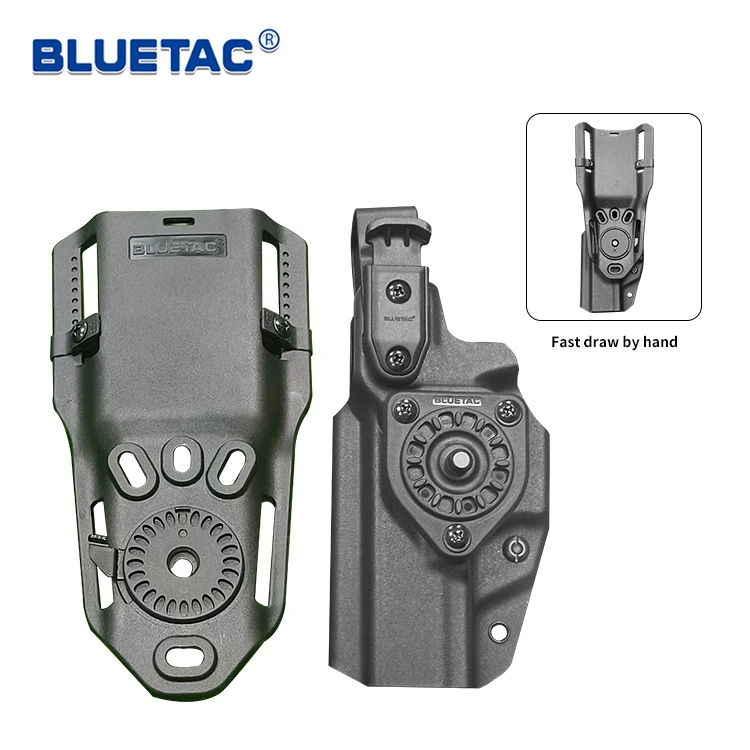 Bluetac OWB Kydex Drop Leg Platform Level III Retention Duty Gun Holster Thumb Quick Draw Index Finger Release Holster