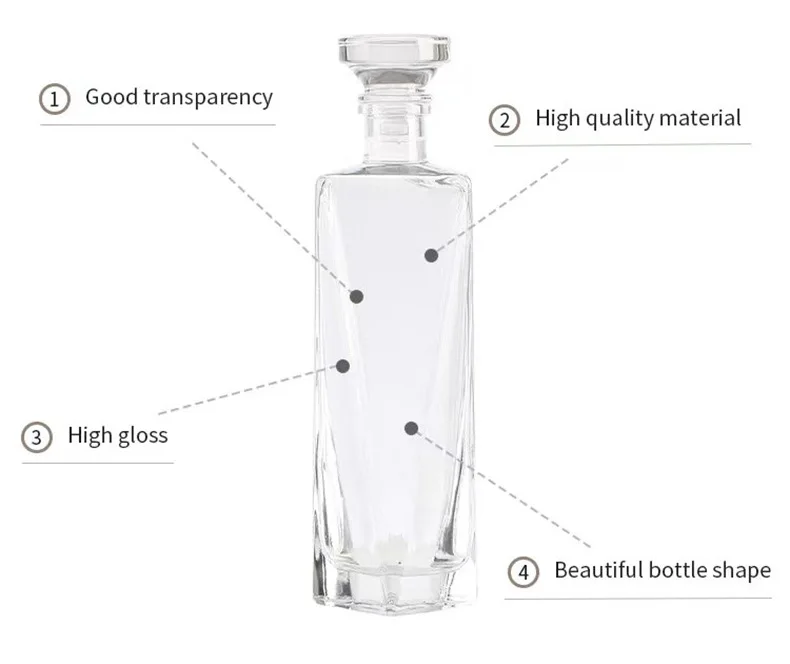 Wholesale Custom 250ml 375ml 500ml 750ml Clear Vodka Liquor Gin Rum Tequila Whiskey Spirit Glass Bottle With Cork