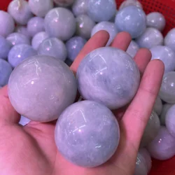 New Style Beauty Natural Aquamarine Gift Crafts Blue Round Crystal Sphere Ball