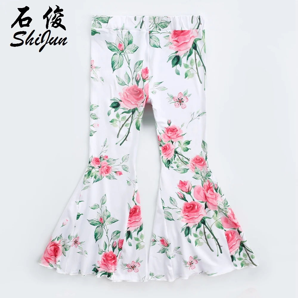 
ShiJun Wholesale Clothes Microfiber Baby Girl Clothes Floral Girls Flare Pants 