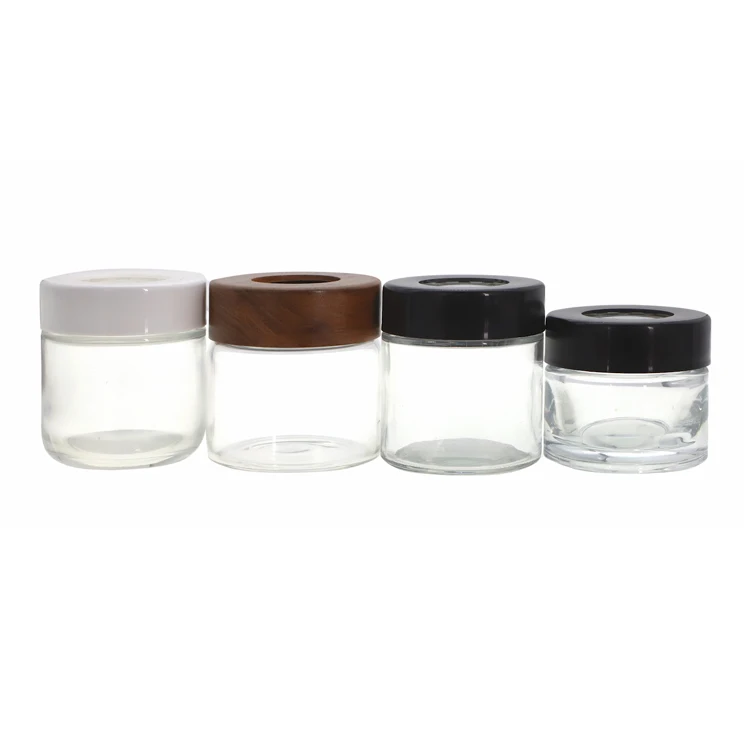 Transparent Storage Glass Jar Magnifying Light Stash Flower Container window lid Jar with Magnifying Lid