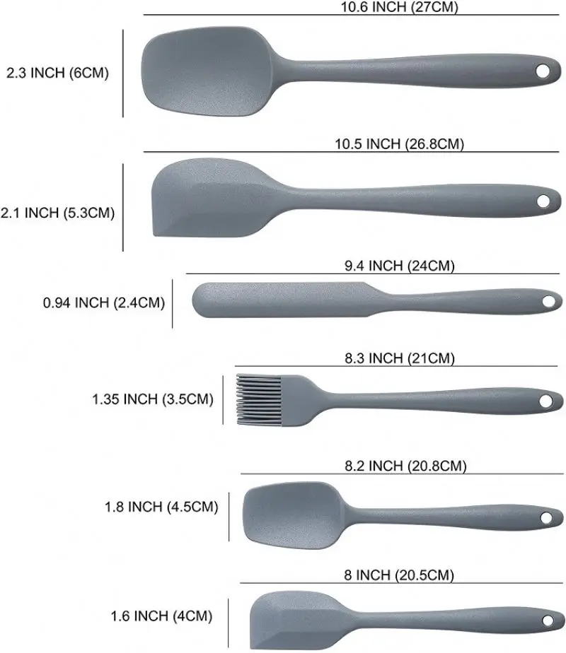 Silicone Spatula Set - 6 pcs Heat Resistant Rubber Spatula for Non-Stick Cookware with Stainless Steel Core