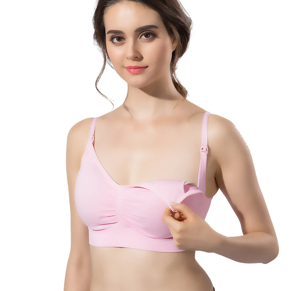 BRWX066  S-4XL Manufacture Front Open Nursing Bra Soft Breathable Maternity Wireless Adjustable Shoulder Strap Bras