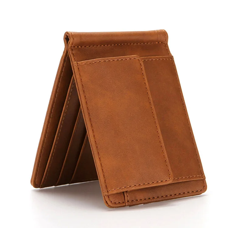 Мужской кошелек с RFID-защитой и зажимом в виде доллара, корейский Чехол-книжка с изображением Crazy Horse и застежкой для карт, 2022