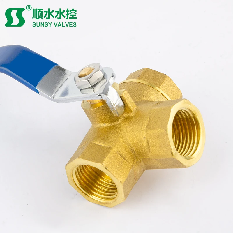 China Yuhuan shunshui sunsy factory NPT BSP 59-1 L style female thread end three way brass ball vale for water oil steam