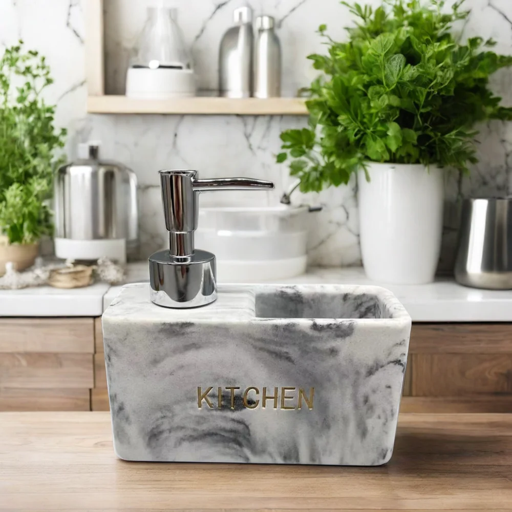 Modern Design Marble Resin Emulsion Bottle Soap Dispenser Multifunctional Liquid Pump Type for Bathroom Kitchen Toilet Use