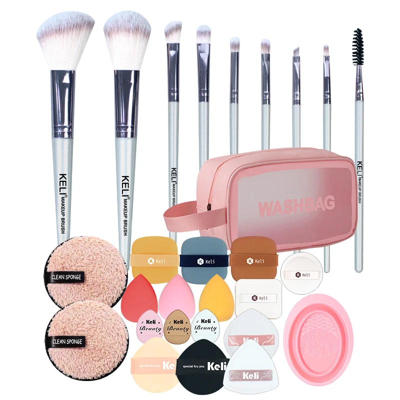 Low Cost Professional Makeup Brush Kits And Makeup Sponge Set OEM