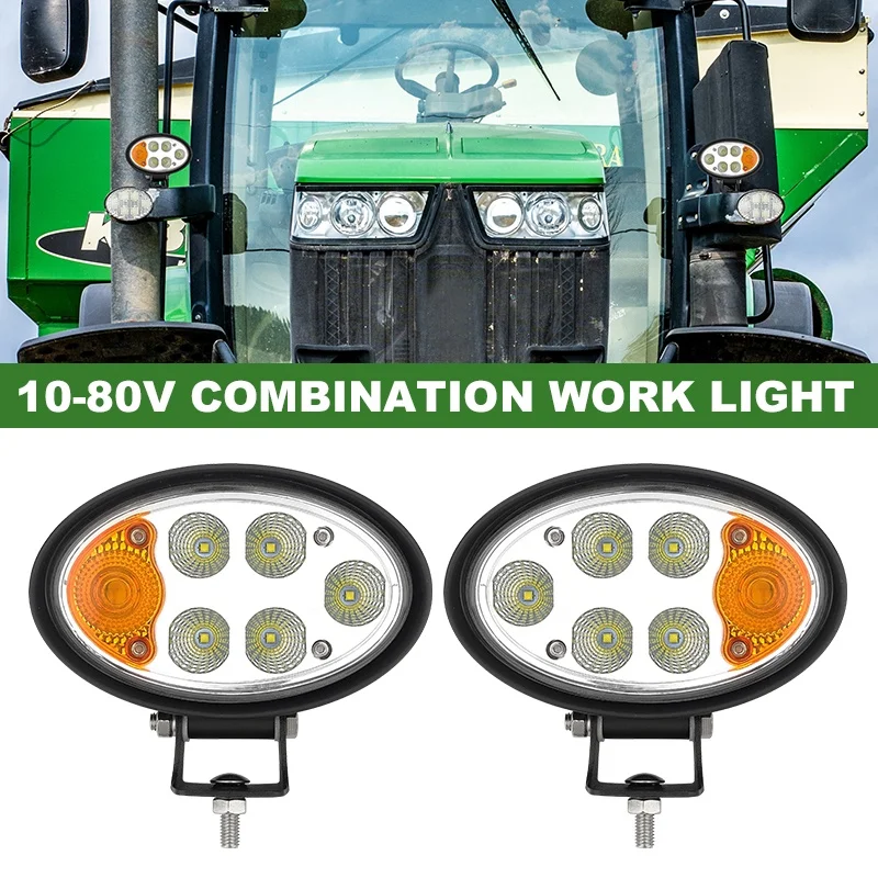 Right Left Tractor Trailer Front Headlights 24V Turn Signal Indicator Lamp for Forklift Excavator JCB LED Work Light