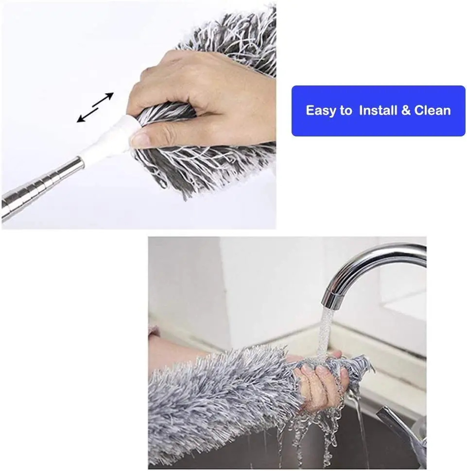 Telescopic Pole High Ceiling Fan Dust Cleaning Chenille Blinds Cleaning Cobweb Microfiber Duster