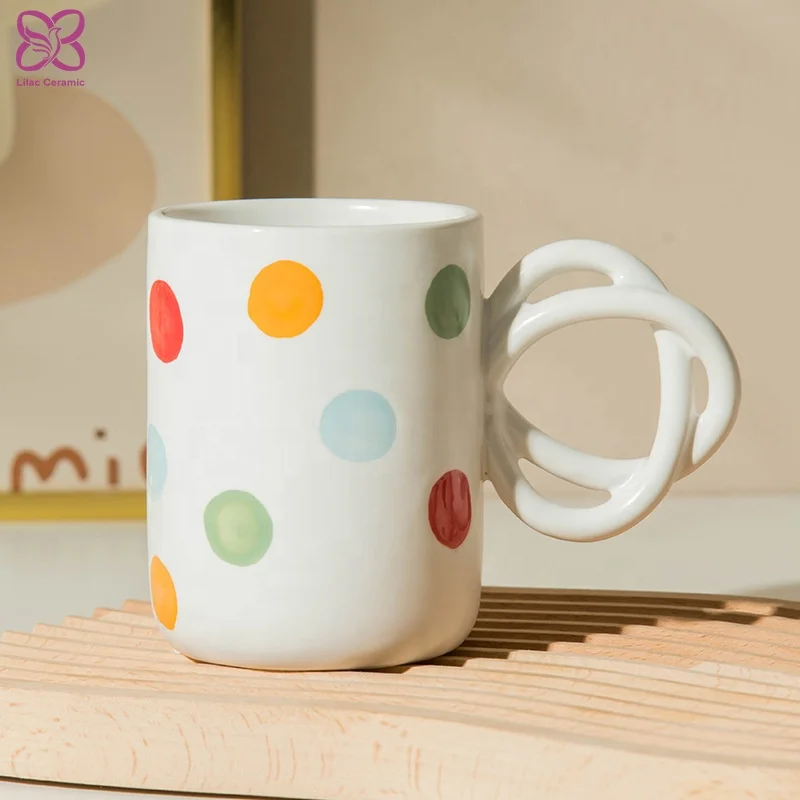 Hand painted Cup with Creative Grip For Home Office Store Ins Nordic Korean Handmade Ceramic Coffee Mug