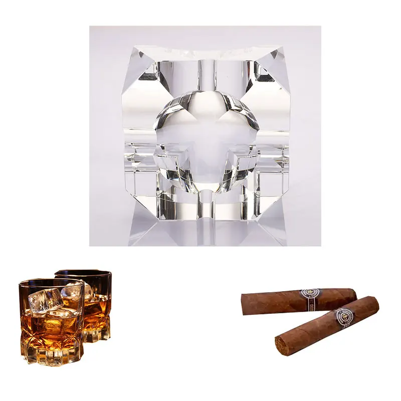 Custom crystal glass ashtray transparent color ashtray arts and crafts gifts    High-end custom crystal glass ashtray crafts