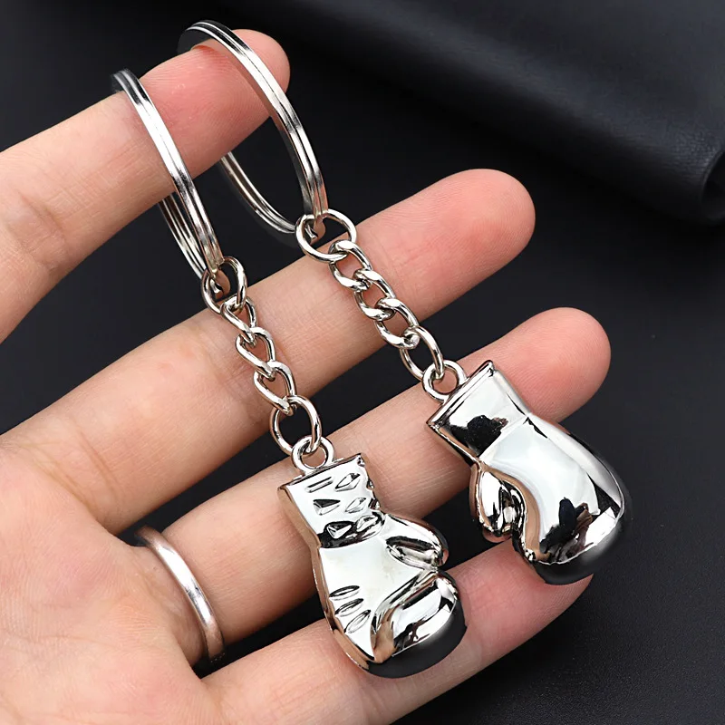 Mini 3D Boxing-Glove Metal Keychain Sports Fans Fashion Jewelry Zinc Alloy Simulation Fighting Boxer-Gloves Key Ring Pendant