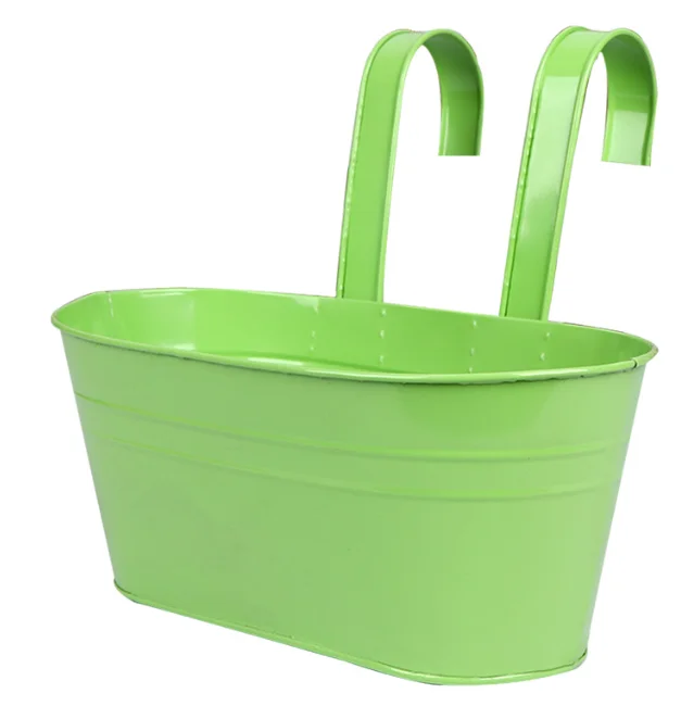 Detachable double hook elliptical flowerpot  Hanging Metal Flower Bowl hanging bucket