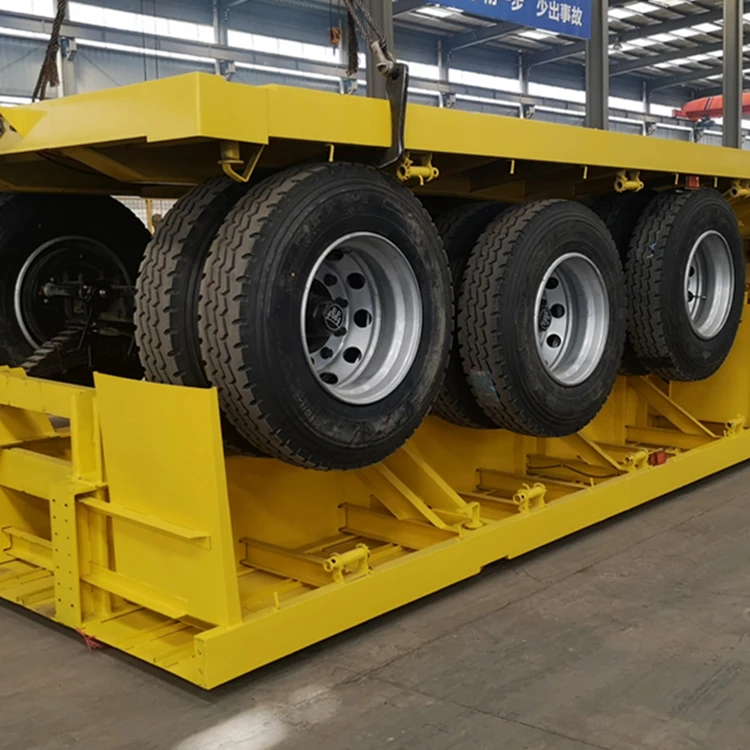 Container transport vehicles can transport 40 tons to 80 tons on flat plates, with customizable length, width, and height
