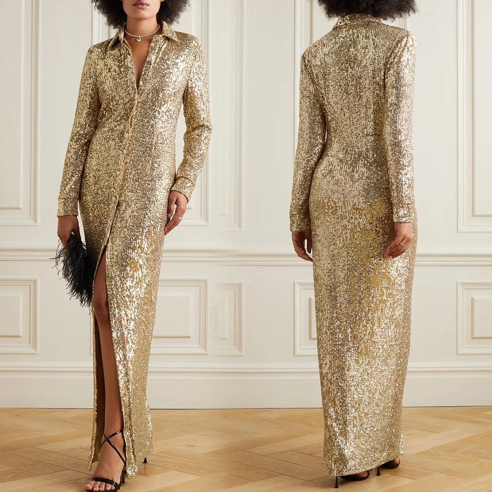 New custom party dress for women ball gown gold sequin dress sequin dresses women lady elegant party evening se