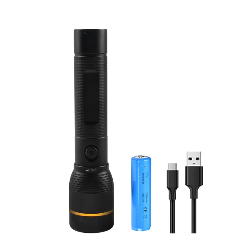outdoor emergency charging zoom strong light LED flashlight super bright night fishing waterproof flashlight