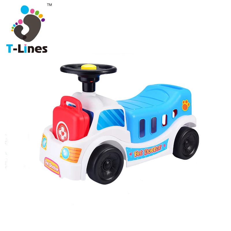 Funny baby ride on car ambulance toys with rescue box