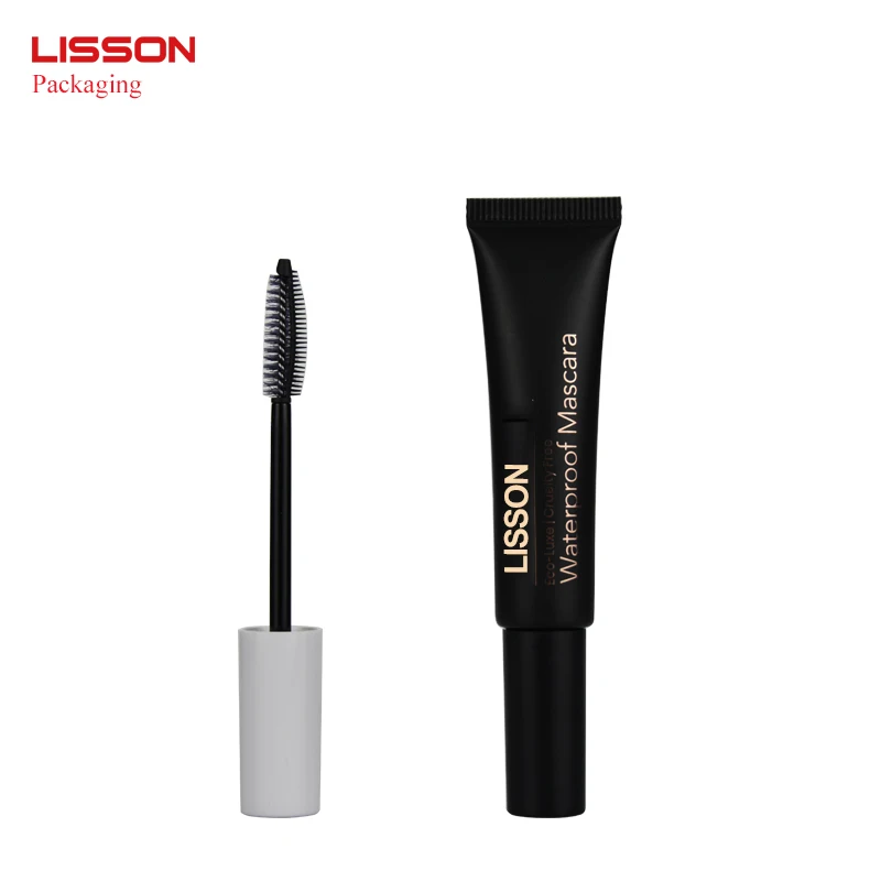 Wholesale Custom Soft Squeeze Cosmetic Mascara Wand Tube Packaging Black Plastic 10ml 15ml Empty Mascara Tube with Eyelash Brush