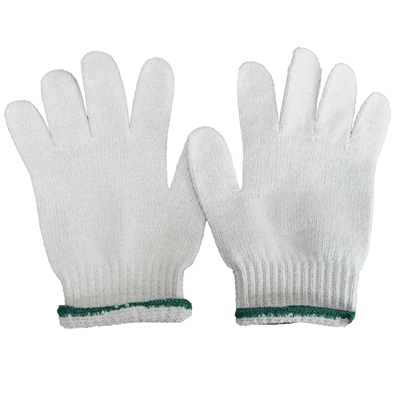 SANSHOU Cotton Knitted Jersey White Heavy Hot Sales Green Edge Work Safety Gloves