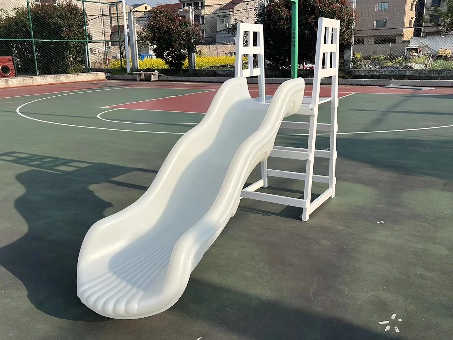 Commercial white ball pit with slide backyard kids entertainment party soft play equipment playground gaga for rental