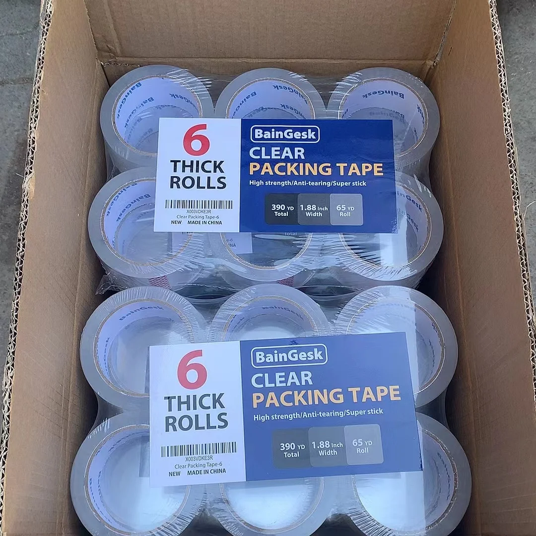 Heavy Duty Packaging Tape for Shipping Packaging Moving Sealing 2.7mil Thick 1.88 inches Wide 65 Yards Per Roll 390 Total Yards