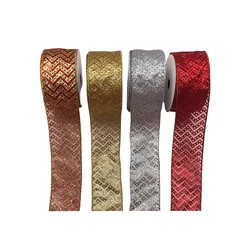 Рождественский декоративный зигзаг с блестками в горошек, лента 2,5 дюйма