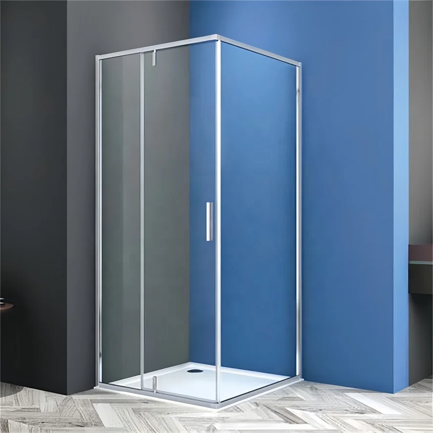 Oumeiga modern shower enclosures 80x80 shower in corner of bathroom with pivot door